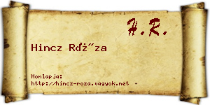 Hincz Róza névjegykártya